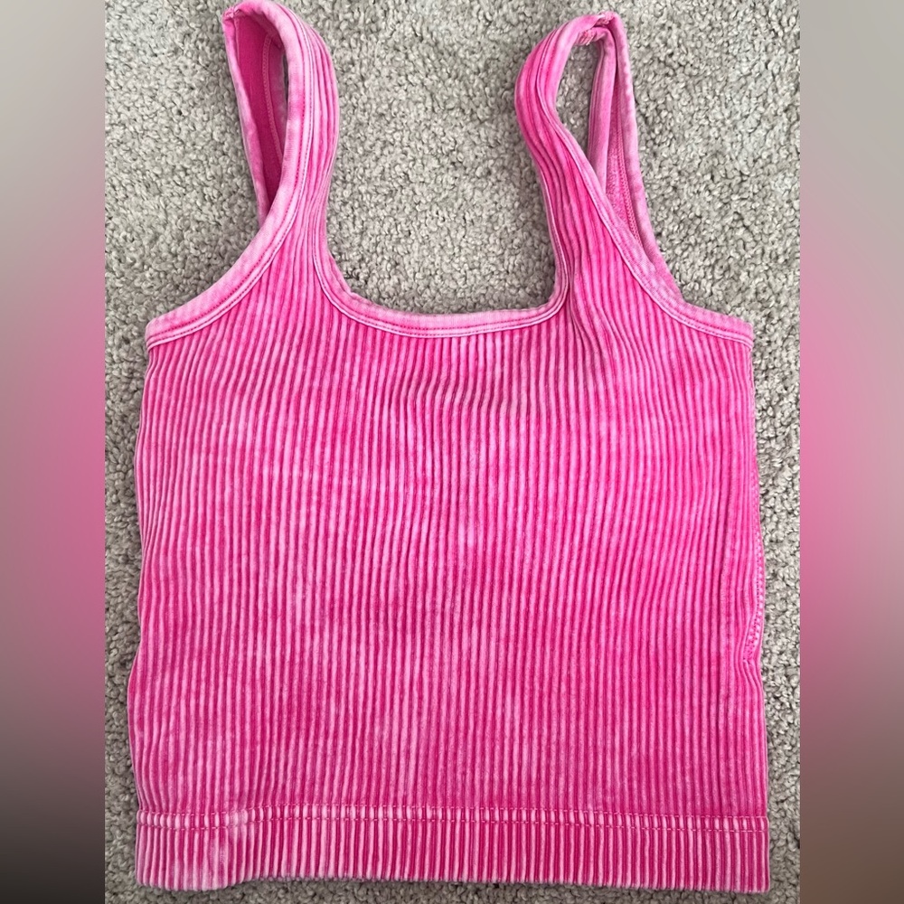 Pink ribbed tank top S/M